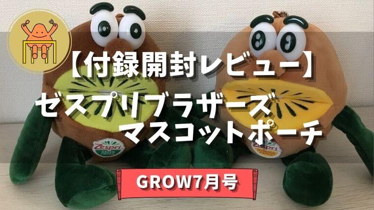 【開封レビュー】GROWグロー7月号 ゼスプリキウイブラザーズマスコットポーチ2個セット 雑誌付録
